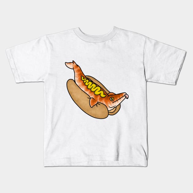 Mosasaur Hotdog Kids T-Shirt by saradrawspaleo